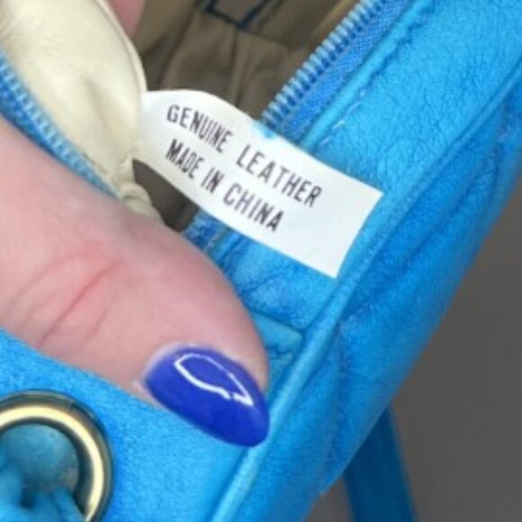 Giani Bernini, Vintage Leather Quilted Crossbody, Turquoise - Picture 4 of 6